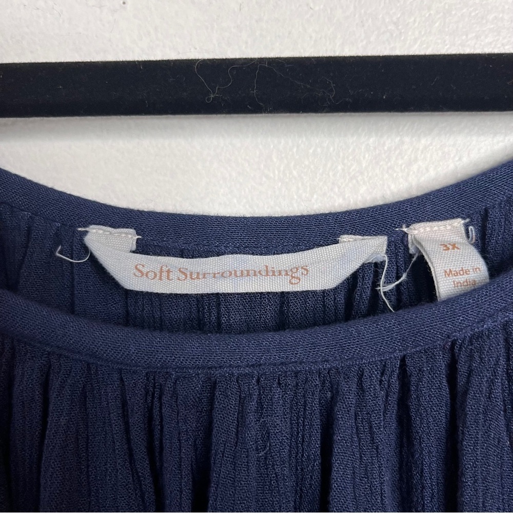 Soft Surroundings Blue Crinkle Tie Dye Cold Shoulder Tunic Length Top Size 3x - Picture 6 of 7